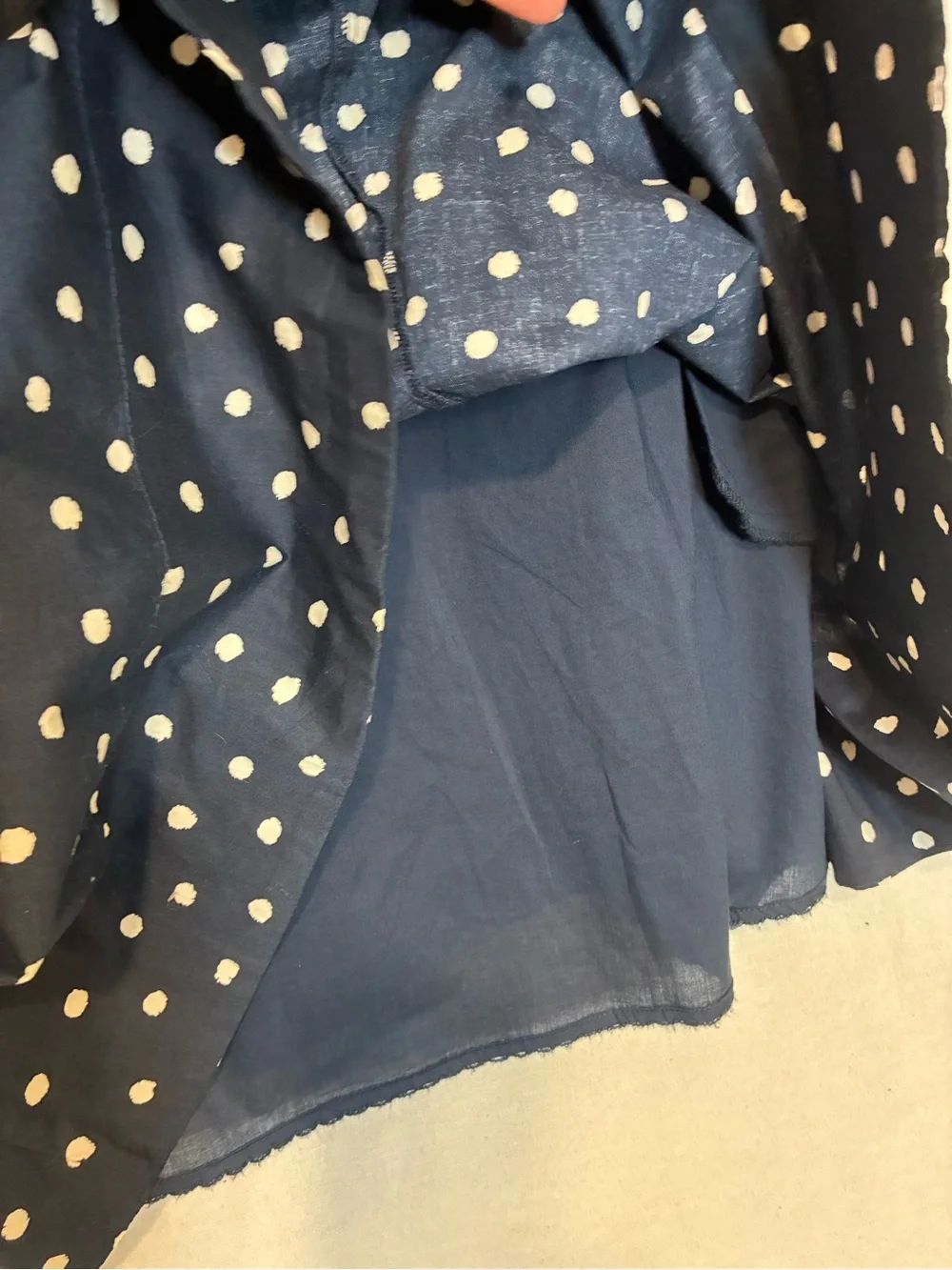 Moulinette Soeurs Polka Dot Fit and Flare Dress Lace Overlay Cotton Size 8 retro